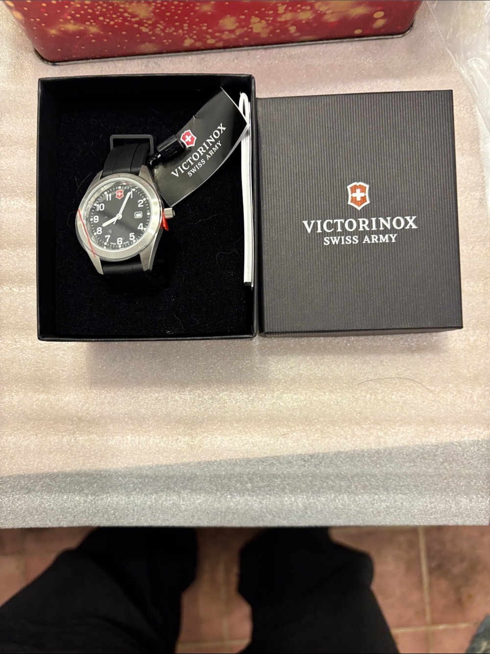 Victorinox Black Dial Swiss Army Watch with Red Accents - Picture 3 of 4